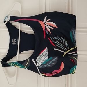 Navy Blue Leaf pattern JoyLab Sports Bra